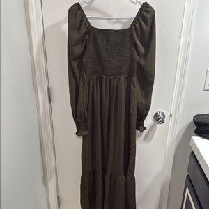 SHEIN Olive Green Long Sleeve Dress